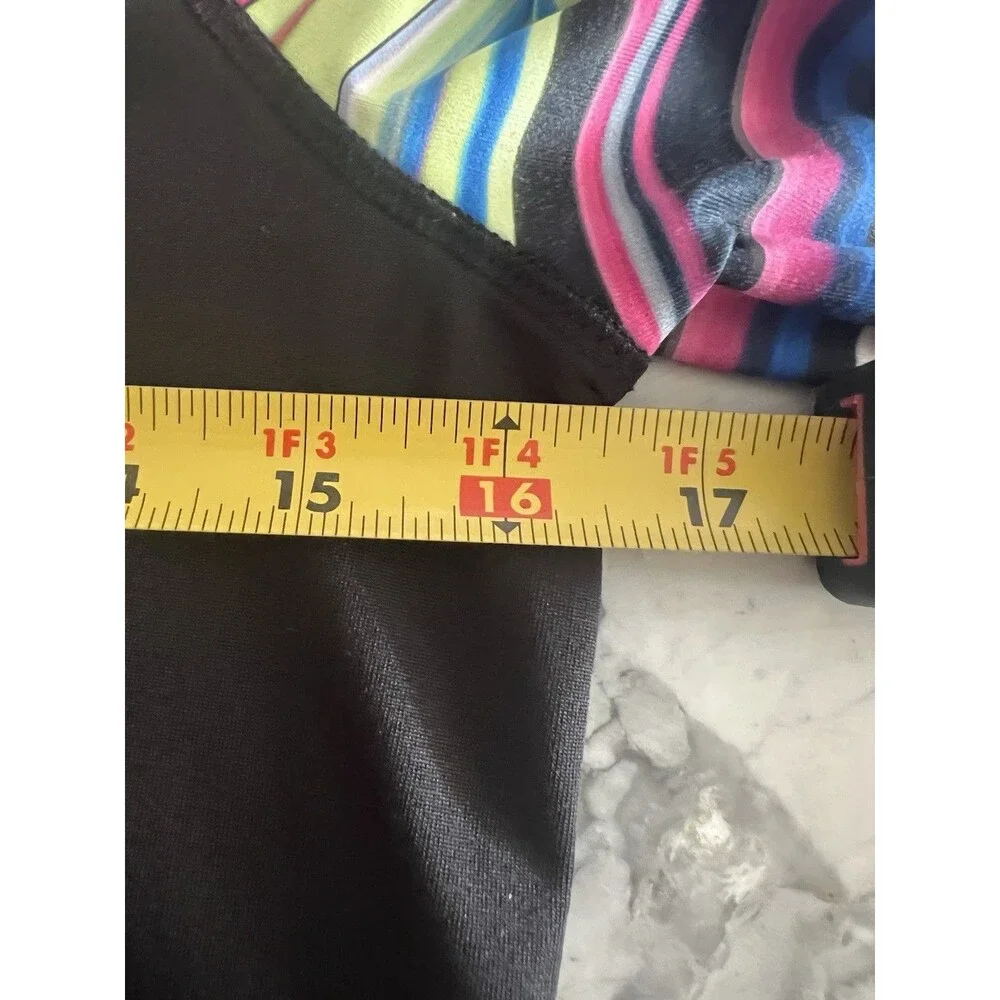 Justice Girls Size 10 1/4 Zip Athletic Pullover Black Multicolored Stripe Active